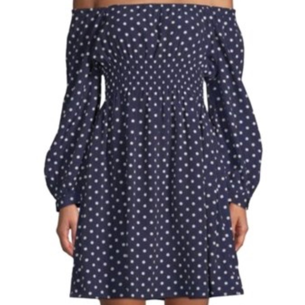 Leo and Viola Navy and White Polka Dot Dress